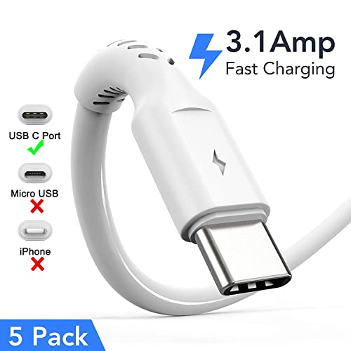 5-Pack 30cm USB-C Charging Cables 3A