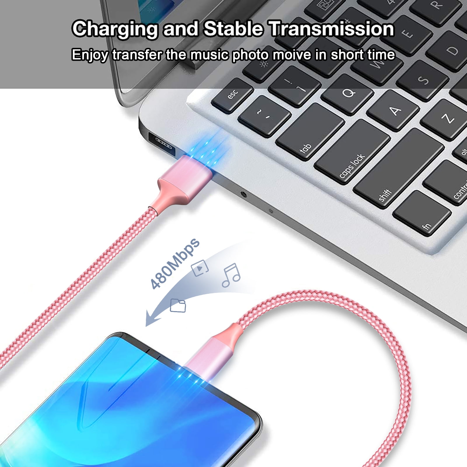 Aioneus 3FT Pink USB-C to USB-A Cable