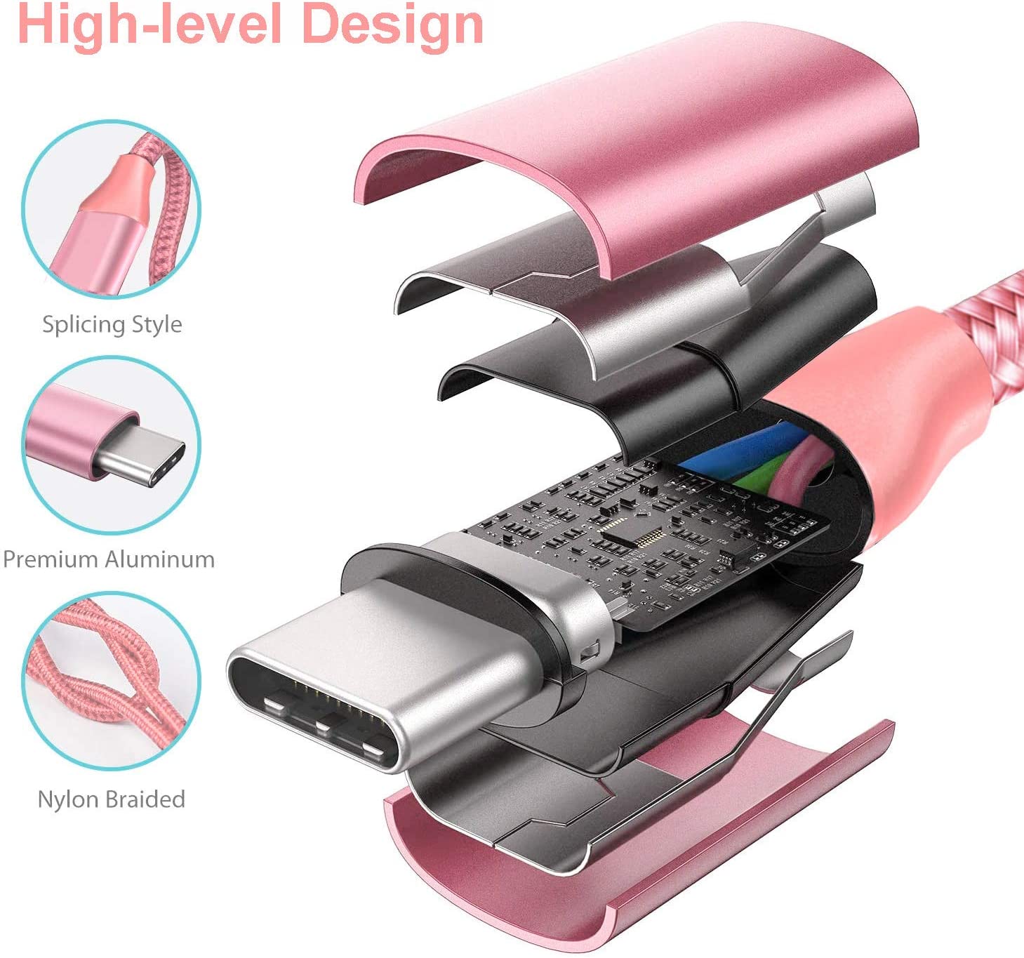Aioneus 3FT Pink USB-C to USB-A Cable
