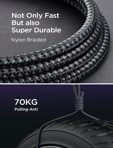 2 Pack 6.6FT USB C Charger Cable with LED