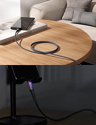 2 Pack 6.6FT USB C Charger Cable with LED