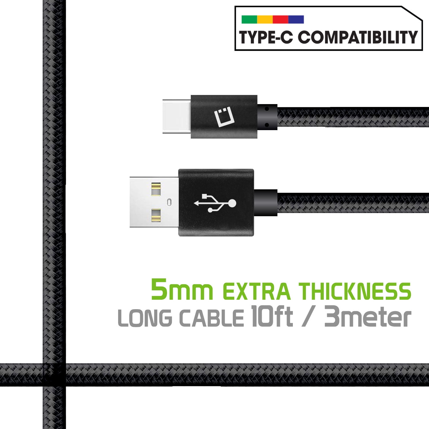 10 ft USB-C Heavy Duty Braid Cable