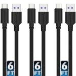 Sabrent USB-C Fast Charging Cable 3-Pack 1.8m