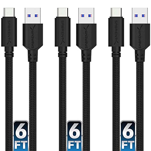 Sabrent USB-C Fast Charging Cable 3-Pack 1.8m