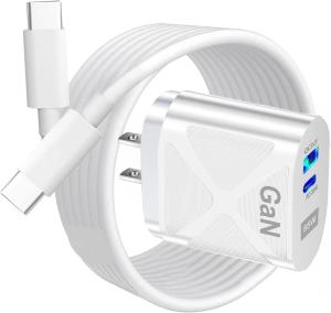 65W Dual-Port USB-C Charger with Fast Charge Cable