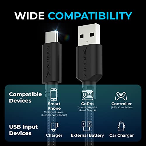 Sabrent USB-C Fast Charging Cable 3-Pack 1.8m