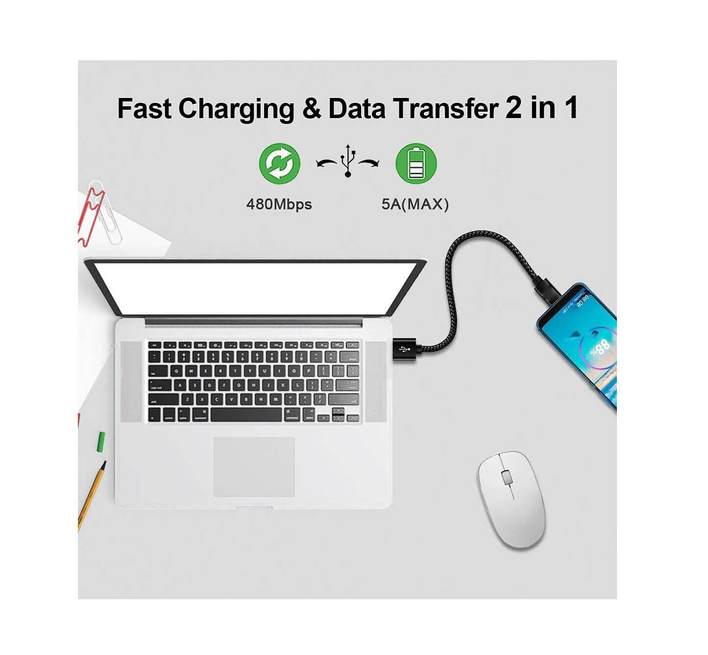 30cm USB-C Braided Fast Charger Cables