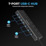 SABRENT 7-Port USB-C Hub with Power Switches