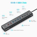 RSHTECH 60W 10-Port USB-C Hub Splitter