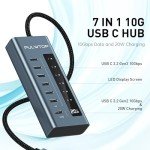 PULWTOP 7-Port USB-C Hub with 20W Charging