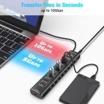 RSHTECH 60W 10-Port USB-C Hub Splitter