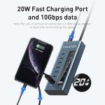 PULWTOP 7-Port USB-C Hub with 20W Charging