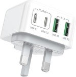 40W 4-Port USB-C Fast Charger Plug UK