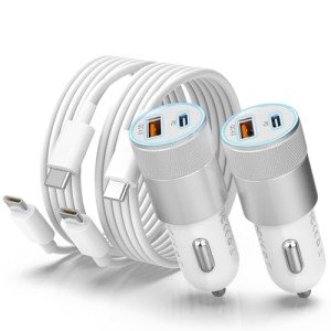 48W Dual USB-C Car Charger with Cables
