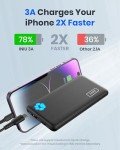 Slim 10000mAh USB-C Power Bank - High-Speed Charger