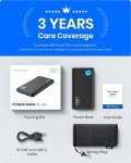 Slim 10000mAh USB-C Power Bank - High-Speed Charger