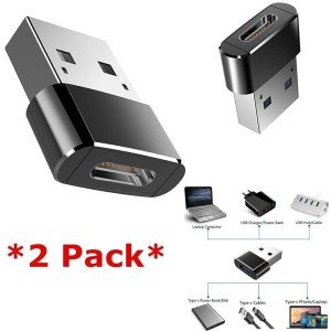 USB-C Female to USB-A Male Adapter (2 Pack)