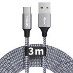 Extra-Long 3M USB C Charger Cable - Grey