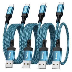 USB-C Charger Cable 4-Pack, Fast Charging Nylon