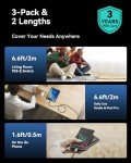 INU USB-C Fast Charging Cable Set, 3-Pack