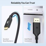 40Gbps USB-C to DisplayPort 2.1 Cable, 6.6ft