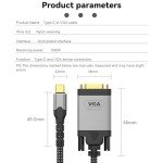 USB-C to VGA Cable, 2m, Gold-Plated Adapter