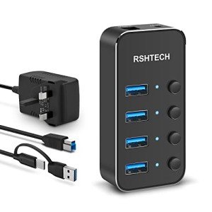RSHTECH 4-Port USB 3.0 & USB-C Hub