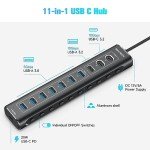 RSHTECH 11-Port USB-C Hub with 60W Power