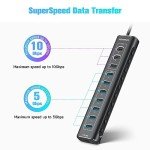 RSHTECH 11-Port USB-C Hub with 60W Power