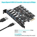 7-Port PCI-E USB Expansion Card with USB-C/A