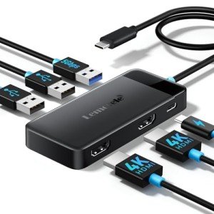 Lemorele 6-in-1 USB-C Dual Monitor Docking Hub