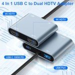 4-in-1 USB-C to HDMI Adapter for Dual Monitors