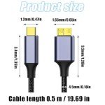 USB C to Micro B Cable, 0.5m Nylon Braided