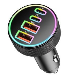 90W USB-C 4-Port Car Charger for Fast Charging