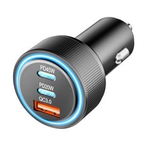 65W USB-C Car Charger Adapter with 3 Ports