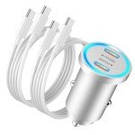 60W Dual USB-C Car Charger with Cables