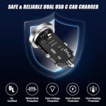 60W Dual USB-C Car Charger with Cables