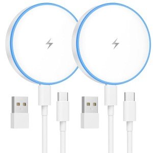 2-Pack 15W Magnetic Wireless Charger with USB-C Cable