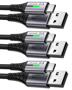 INU USB-C Fast Charging Cable Set, 3-Pack