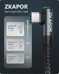 ZKAPOR 30CM Right Angle Fast Charging USB-C Cable