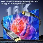 USB C to DisplayPort Cable 16K/8K, 2M