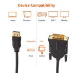 DisplayPort to DVI Cable, 6ft, 1080p, Black