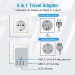 2-Pack EU to UK Plug Adapter with 4 USB Ports