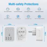 2-Pack EU to UK Plug Adapter with 4 USB Ports