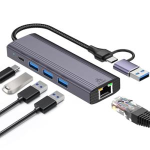 5-in-2 USB-C Ethernet Adapter with USB 3.0 Ports