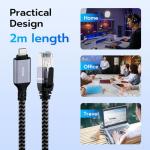 USB C to Ethernet Cable 2M - Gigabit LAN Adapter