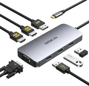 USB C Dual HDMI Adapter with Multiport Hub