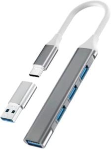 4-Port USB C Hub with USB Adapter