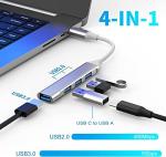 4-Port USB C Hub with USB Adapter