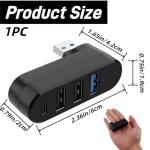 4-Port USB Hub with Rotatable Design - Black
